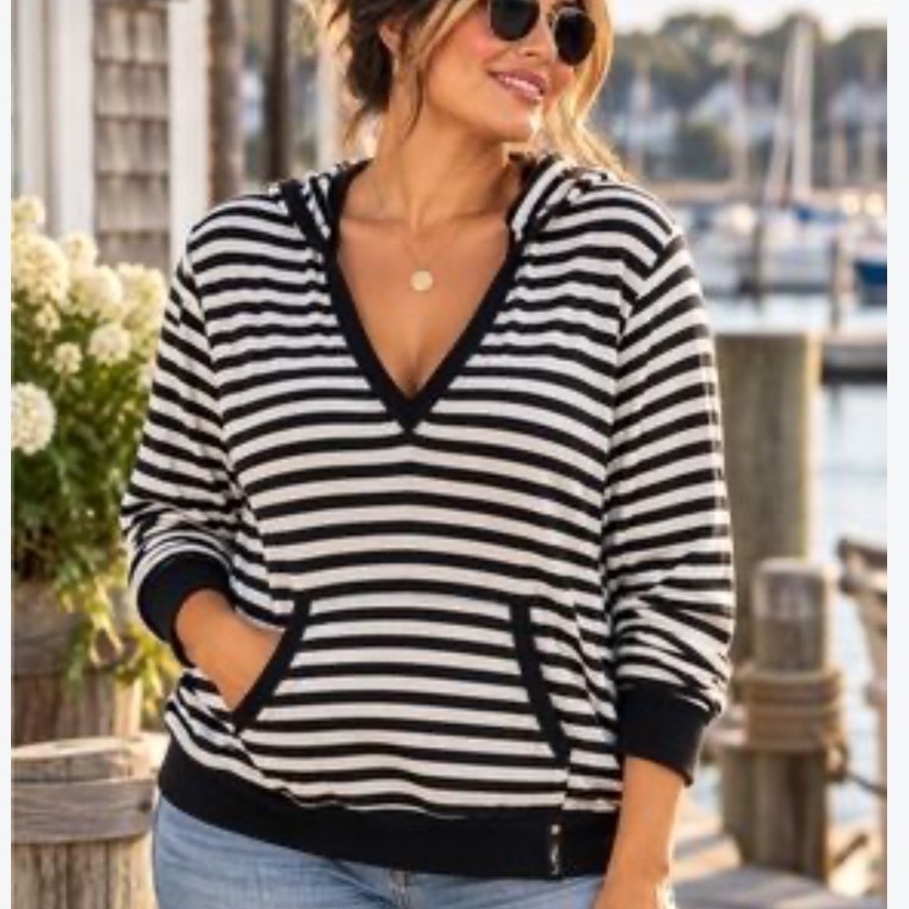 Lauren Active Ralph Lauren Striped Hooded Tunic Sweater XL